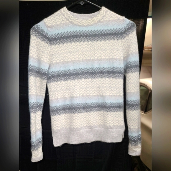 Pure Collection Blue and Gray Striped Women's Sweater - Picture 1 of 6
